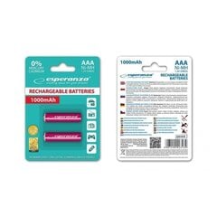 Esperanza EZA101R Ni-MH AAA 1000MAH 2vnt. kaina ir informacija | Akumuliatoriai fotoaparatams | pigu.lt