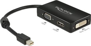 Delock Adapter Displayport Mini(M)->HDMI(F)/VGA(F)/DVI-D(24+1)(F) kaina ir informacija | Adapteriai, USB šakotuvai | pigu.lt