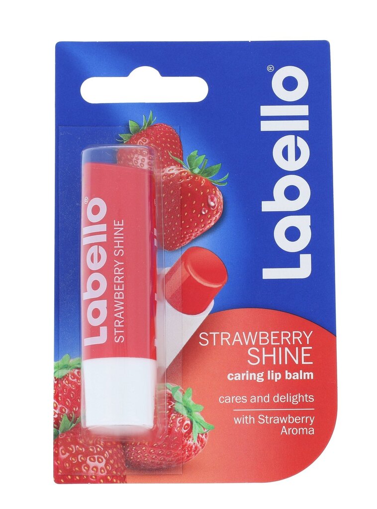 Lūpų balzamas braškių kvapo Labello Strawberry Shine 5.5 ml kaina ir informacija | Lūpų dažai, blizgiai, balzamai, vazelinai | pigu.lt