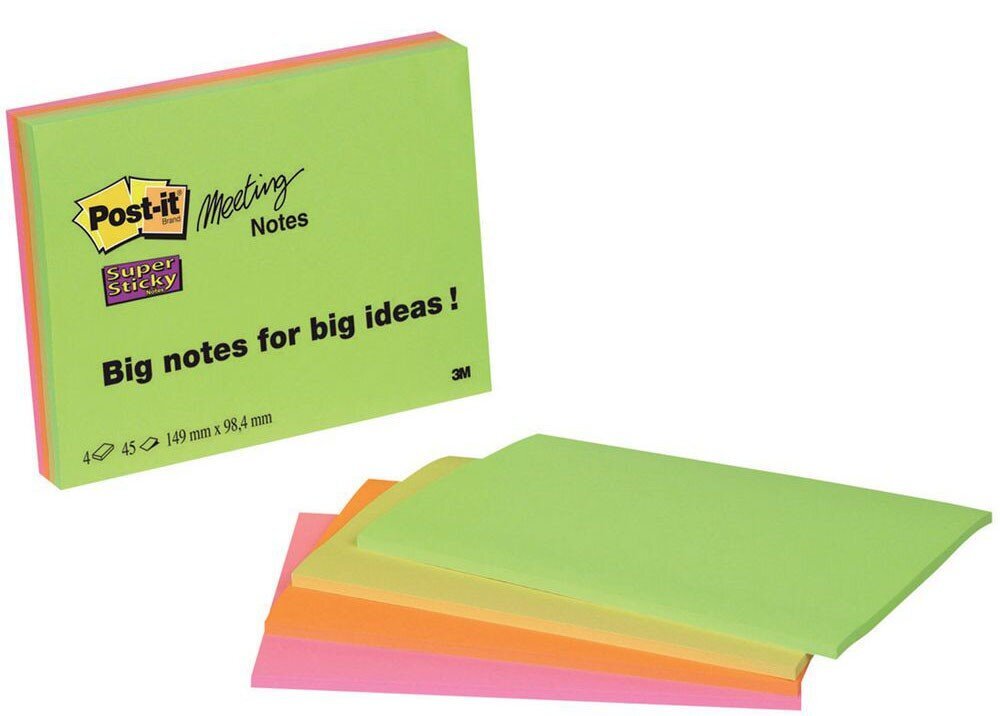 Didelio formato lipnūs lapeliai Post-It Super sticky, 200x149 mm kaina ir informacija | Kanceliarinės prekės | pigu.lt