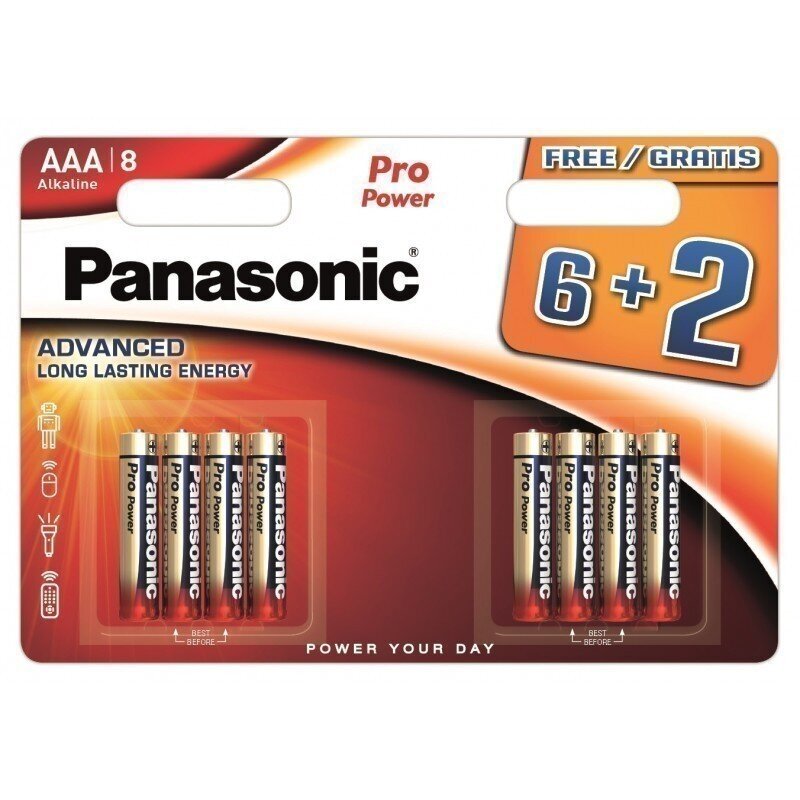 Panasonic elementai LR03PPG/8B (6+2) kaina ir informacija | Elementai | pigu.lt