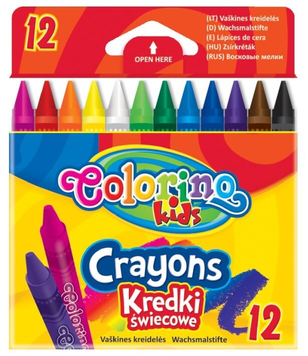 Vaškinės kreidelės Colorino Kids, 12 spalvų kaina ir informacija | Piešimo, tapybos, lipdymo reikmenys | pigu.lt