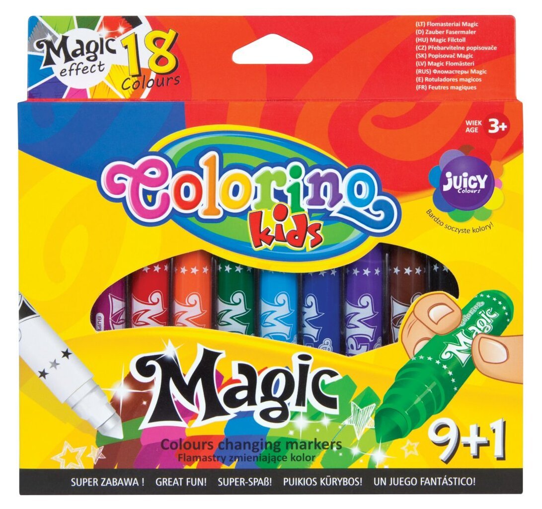 Flomasteriai keičiantys spalvą Colorino Kids Magic, 9 +1 vienetų цена и информация | Piešimo, tapybos, lipdymo reikmenys | pigu.lt