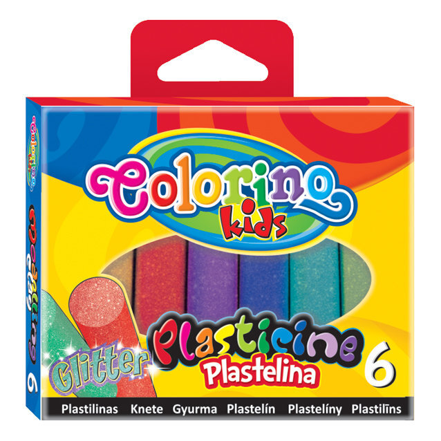 Plastilinas su blizgučiais Colorino Kids, 6 spalvos цена и информация | Piešimo, tapybos, lipdymo reikmenys | pigu.lt