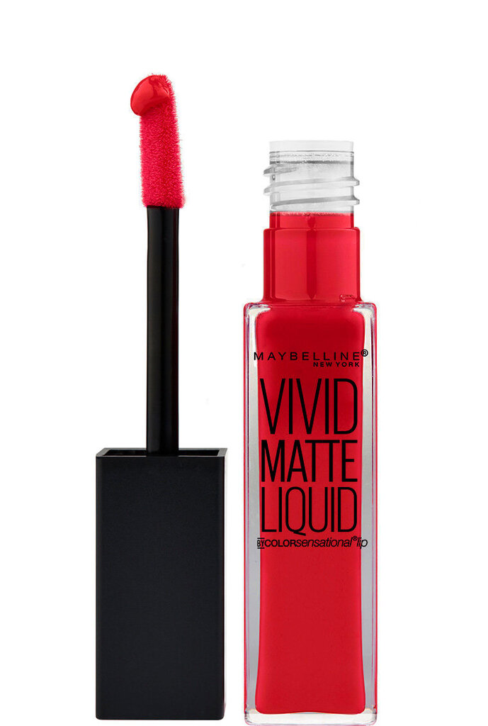 Skysti matiniai lūpų dažai Maybelline New York Color Sensational Vivid Matte 8 ml, 35 Rebel Red цена и информация | Lūpų dažai, blizgiai, balzamai, vazelinai | pigu.lt