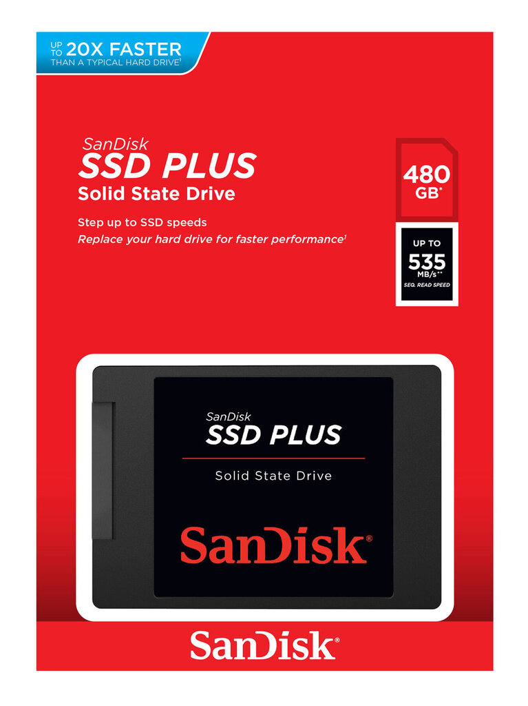 SanDisk PLUS 480GB SATA3 (SDSSDA-480G-G26) kaina ir informacija | Vidiniai kietieji diskai (HDD, SSD, Hybrid) | pigu.lt