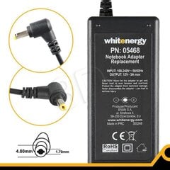 Whitenergy 100-240V, 12V, 3A kaina ir informacija | Įkrovikliai nešiojamiems kompiuteriams | pigu.lt