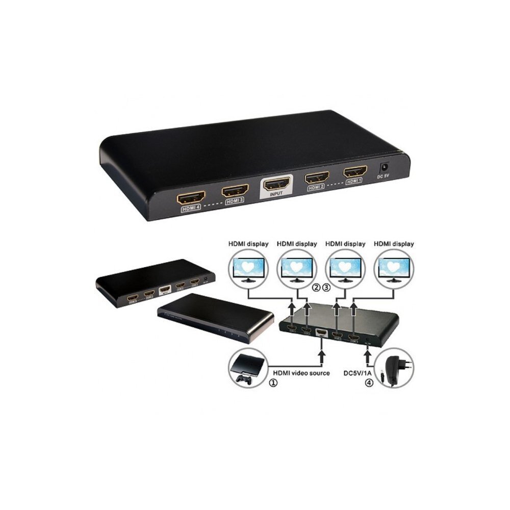 HDMI šakotuvas Techly HDMI 1/4 ULTRA HD 3D kaina ir informacija | Adapteriai, USB šakotuvai | pigu.lt