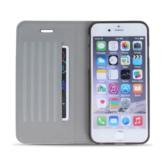 Apsauginis dėklas Forever Smart Magnetic Fix Cloth Line skirtas Apple iPhone 6/6S, Juodas kaina ir informacija | Telefono dėklai | pigu.lt