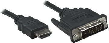 MANHATTAN HDMI/DVI DVI-D DL M/M 1.8M kaina ir informacija | Kabeliai ir laidai | pigu.lt