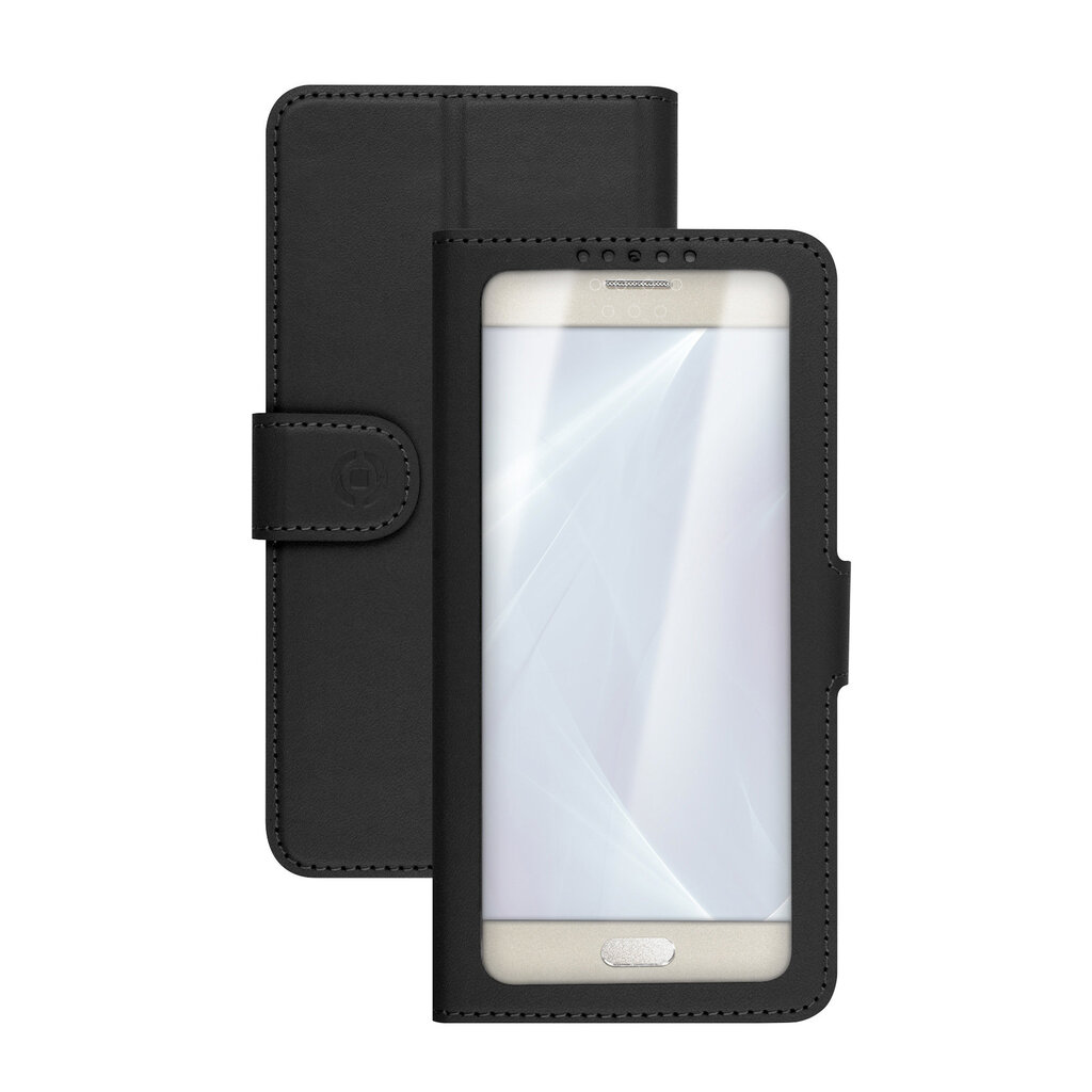 Universal Book case Unica View XL 4.5"-5.0" by Celly Black kaina ir informacija | Priedai telefonams | pigu.lt