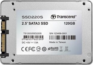 Transcend 220S 120GB SATA3 (TS120GSSD220S) цена и информация | Внутренние жёсткие диски (HDD, SSD, Hybrid) | pigu.lt