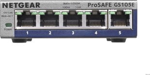 Netgear GS105E, 5x 10/100/1000 Prosafe PLUS Switch (management via PC utility), VLAN, QOS, metal casing, External Power Adapter kaina ir informacija | Netgear Kompiuterinė technika | pigu.lt