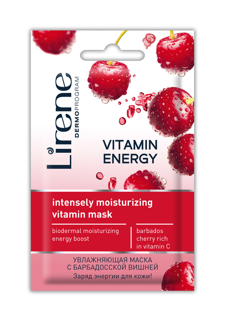 Drėkinamoji veido kaukė Lirene Vitamin Energy 8 ml kaina ir informacija | Veido kaukės, paakių kaukės | pigu.lt