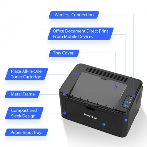 Pantum P2500W Wi-Fi printer laser monochrome kaina ir informacija | Spausdintuvai | pigu.lt