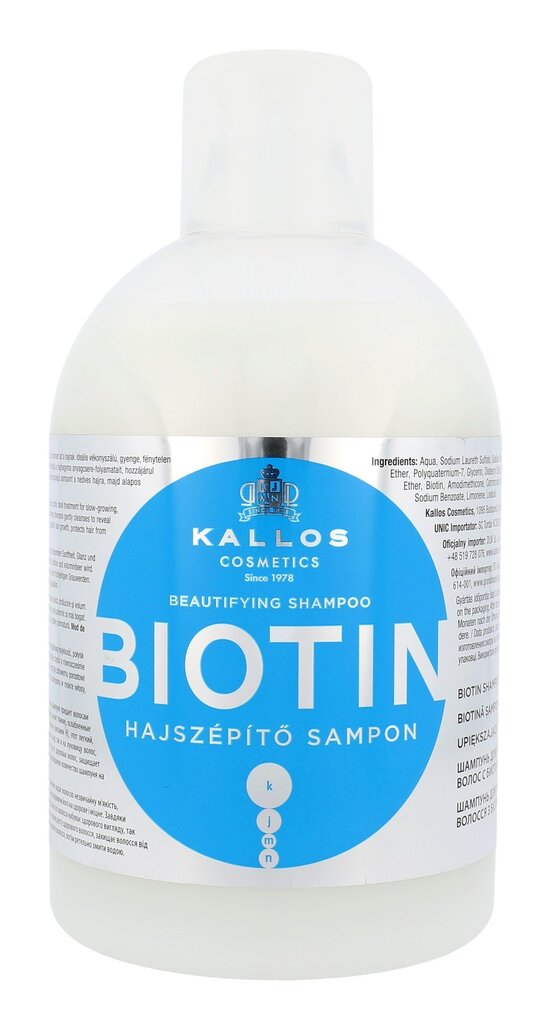 Atstatomasis plaukų šampūnas su biotino kompleksu Kallos Biotin Beautifying, 1000 ml цена и информация | Šampūnai | pigu.lt