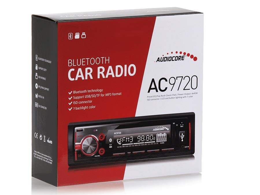 Automagnetola Audiocore Bluetooth Multicolor AC9720 MP3/WMA /USB/RDS/SD ISO цена и информация | Automagnetolos, multimedija | pigu.lt