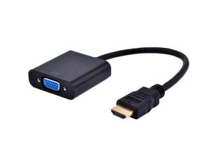 Адаптер Gembird HDMI-A(M) ->VGA (F) + аудио, на кабеле, черный цена и информация | Gembird Компьютерная техника | pigu.lt