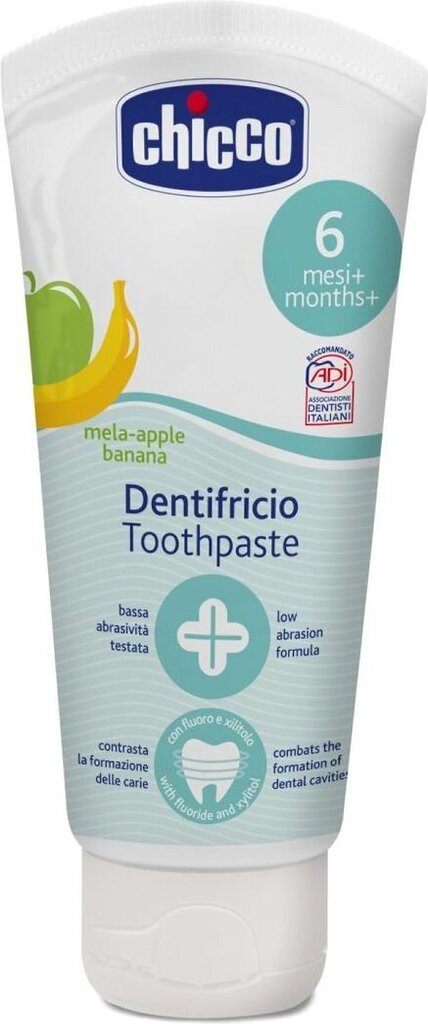 Dantų pasta vaikams Chicco Apple-Banana Toothpaste, 50ml kaina ir informacija | Dantų šepetėliai, pastos | pigu.lt