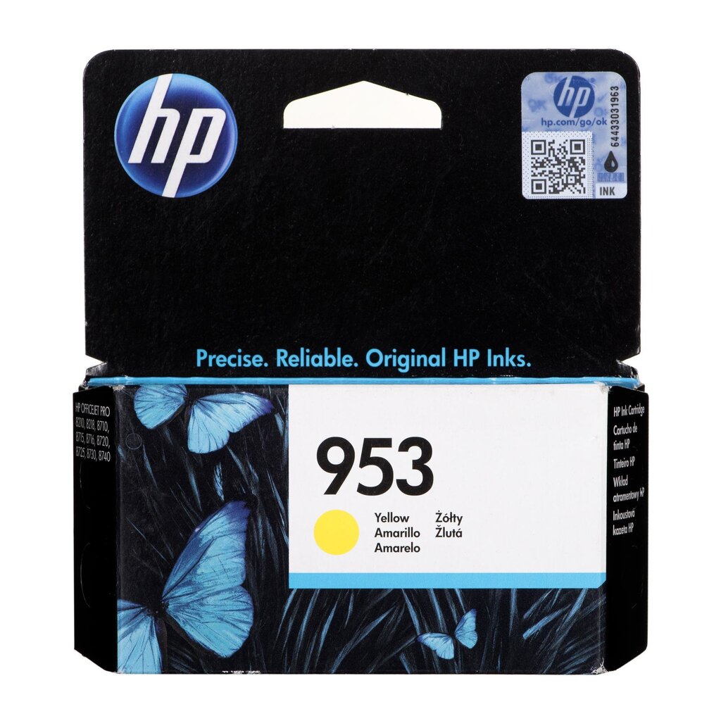 Rašalo kasetė HP 953, 10 ml, geltona цена и информация | Kasetės rašaliniams spausdintuvams | pigu.lt