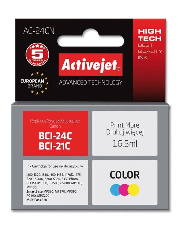 Activejet AC-24CN (Canon BCI-24C), spalvota kaina ir informacija | Kasetės rašaliniams spausdintuvams | pigu.lt