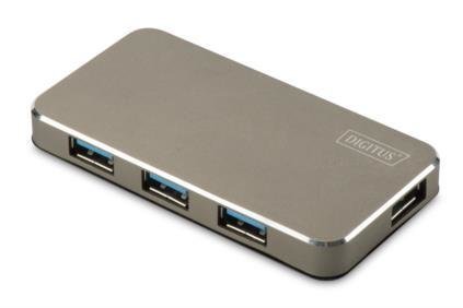 DIGITUS Hub 4-port USB 3.0 SuperSpeed, Power Supply, HQ aluminum kaina ir informacija | Adapteriai, USB šakotuvai | pigu.lt