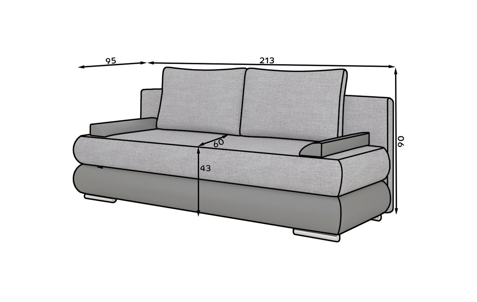 Sofa NORE Milo, juoda/pilka цена и информация | Sofos | pigu.lt