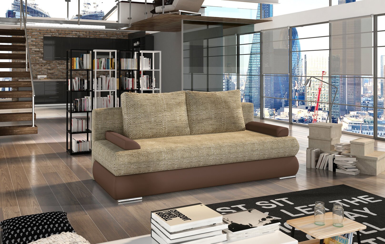 Sofa NORE Milo, rudos/smėlio spalvos цена и информация | Sofos | pigu.lt