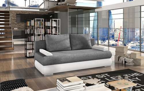 Sofa NORE Milo, tamsiai pilka/balta kaina ir informacija | Sofos | pigu.lt