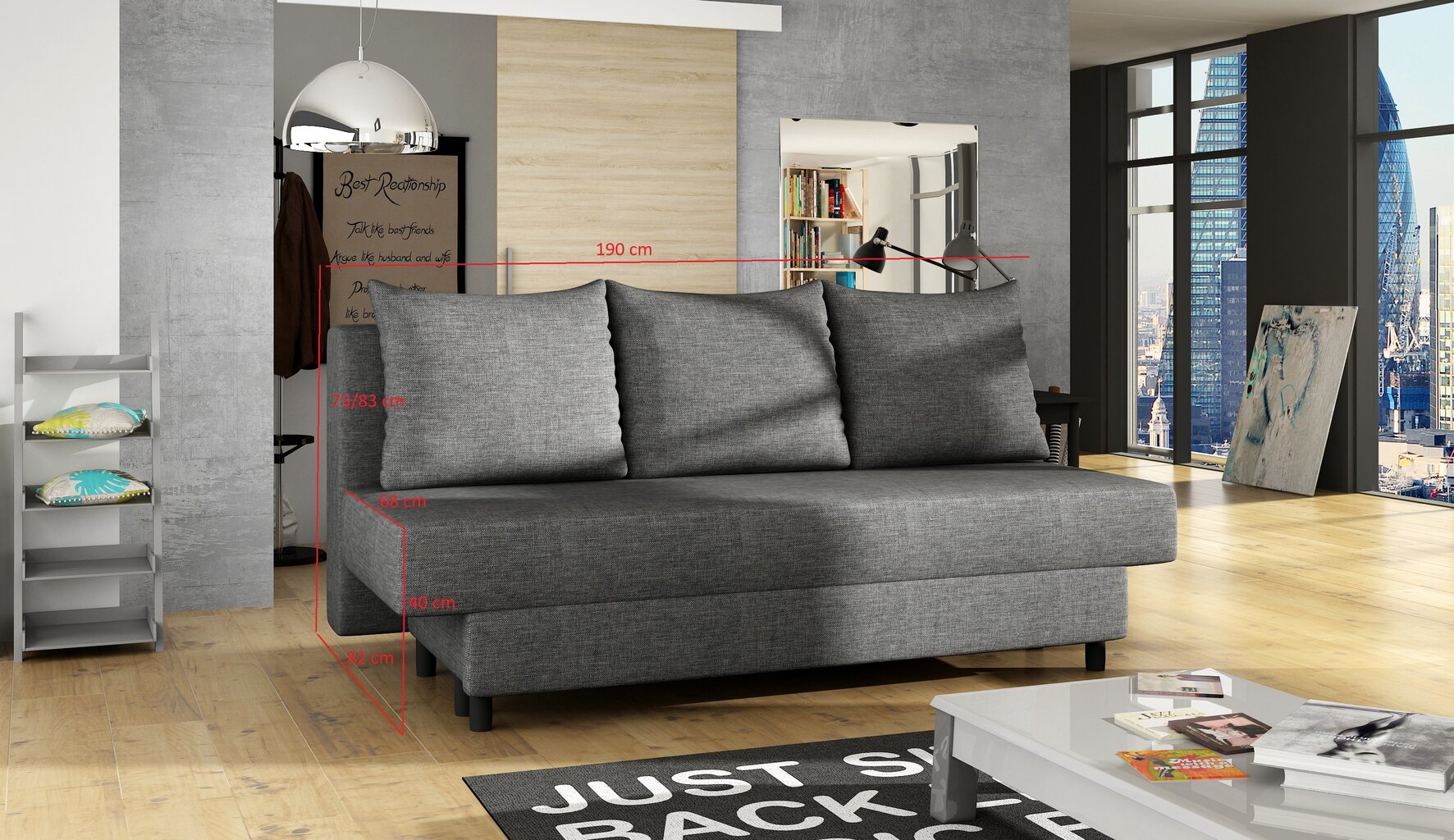 Sofa NORE Amaza, šviesiai pilka kaina ir informacija | Sofos | pigu.lt