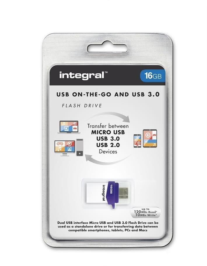 Integral flashdrive MICRO FUSION 16GB USB3.0 цена и информация | USB laikmenos | pigu.lt