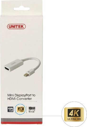 Unitek Mini DisplayPort Male, HDMI Type A Female цена и информация | Kabeliai ir laidai | pigu.lt
