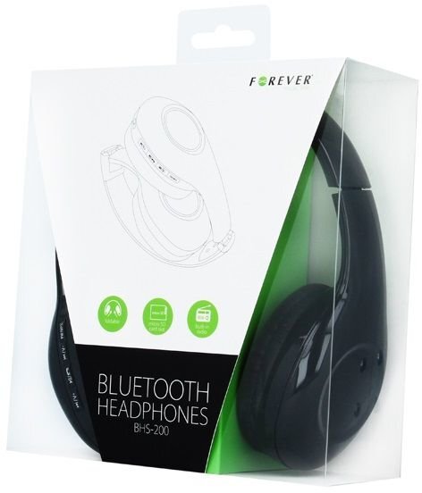 Ausinės Forever BHS-200 Bluetooth + FM + MicroSD kaina ir informacija | Ausinės | pigu.lt