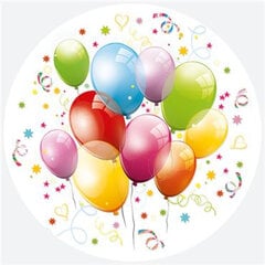 Одноразовые бумажные тарелки 18 см, 8 шт, Birthday Balloons (010001) 3100 цена и информация | Праздничная одноразовая посуда | pigu.lt