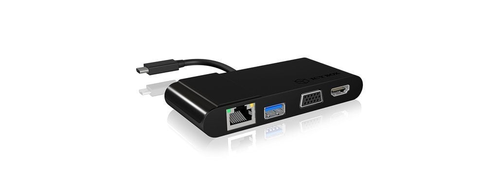 Icy Box Multi Docking Station for Notebooks and PCs, HDMI, VGA, RJ45 цена и информация | Adapteriai, USB šakotuvai | pigu.lt