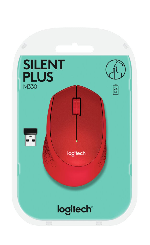 Logitech M330, raudona kaina ir informacija | Pelės | pigu.lt