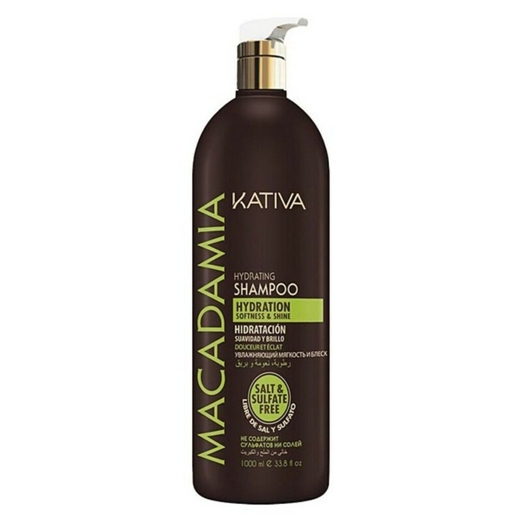 Drėkinamasis plaukų šampūnas Kativa Macadamia Hydrating Shampoo, 1000 ml цена и информация | Šampūnai | pigu.lt