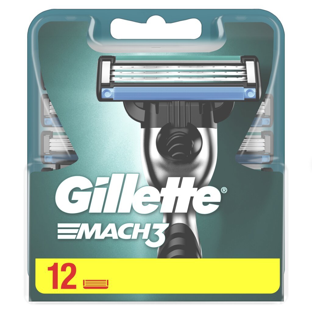 Skustuvo galvutės vyrams Gillette Mach 3, 12 vnt. kaina ir informacija | Skutimosi priemonės ir kosmetika | pigu.lt