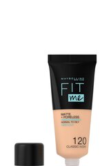 Жидкая тональная основа Maybelline FIT ME Matte 120 Classic Ivory, 30 мл цена и информация | Пудры, базы под макияж | pigu.lt