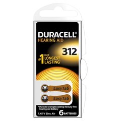 Батарейки для слухового аппарата Duracell 312, 6 шт. цена и информация | Батарейки | pigu.lt