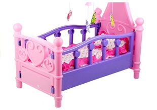 Кукольная кроватка с каруселью и постельными принадлежностями цена и информация | Игрушки для девочек | pigu.lt