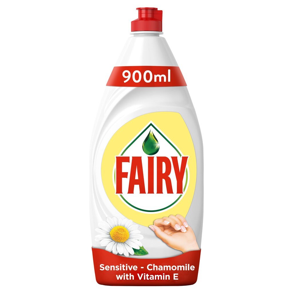 Fairy Sensitive Chamomile & Vit E indų ploviklis, 0,9 l цена и информация | Indų plovimo priemonės | pigu.lt