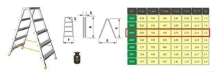 Бытовая двухсторонняя лестница EUROSTYL, 4 ступеней цена и информация | Стремянки | pigu.lt