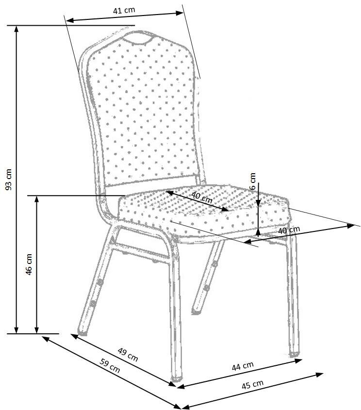 Kėdė Halmar K-66S, valgomajam/banketams, mėlyna/sidabrinė kaina ir informacija | Virtuvės ir valgomojo kėdės | pigu.lt