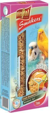 Vitapol Smakers skanėstas banguotosioms papūgėlėms 3x1 (3 vnt) 130g kaina ir informacija | Lesalas paukščiams | pigu.lt