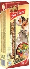 Vitapol Smakers 3x1 лакомство для кроликов и грызунов с орехами, овощами и попкорном 135г (3 шт) цена и информация | Корм для грызунов | pigu.lt