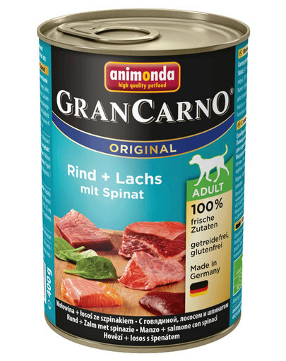 Animonda Grancarno konservai su jautiena, lašiša ir špinatais, 400 g kaina ir informacija | Konservai šunims | pigu.lt