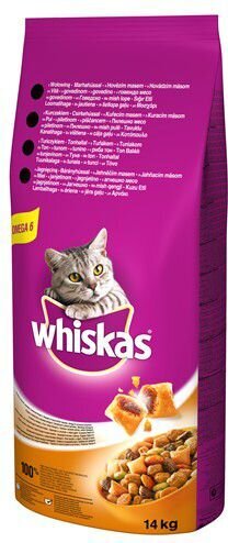 Whiskas sausas maistas suaugusioms katėms su jautiena ir morkomis, 14 kg kaina ir informacija | Sausas maistas katėms | pigu.lt