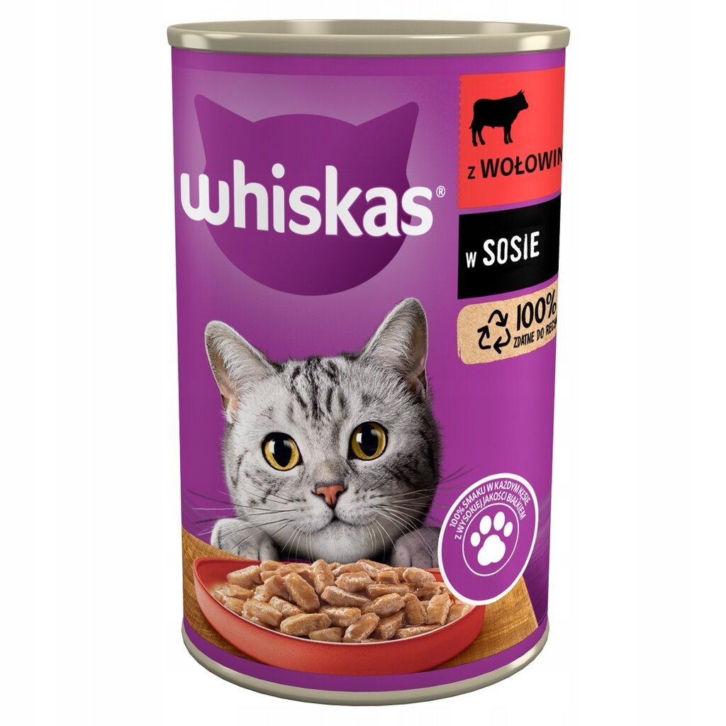 Whiskas su jautiena, 24x400 g цена и информация | Konservai katėms | pigu.lt