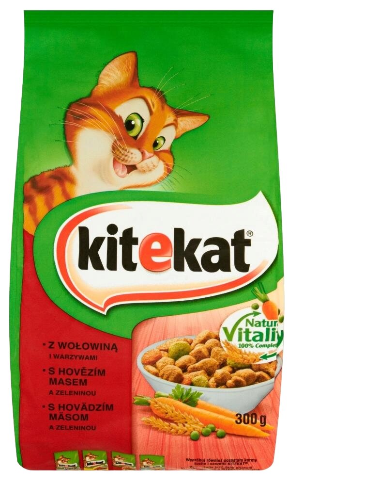 Kitekat suaugusioms katėms su jautiena ir daržovėmis, 14 x 300 g цена и информация | Sausas maistas katėms | pigu.lt